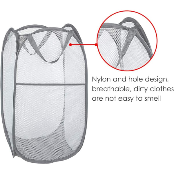 *Tvättkorg [Set om 2] Hopvikbar Tvättkorgar Pop Up Mesh*