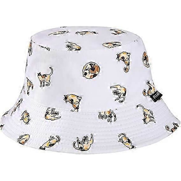 Vändbar Bucket Hat Dam Sommar Solhatt Anti-UV Skydd för Resor Strandvit