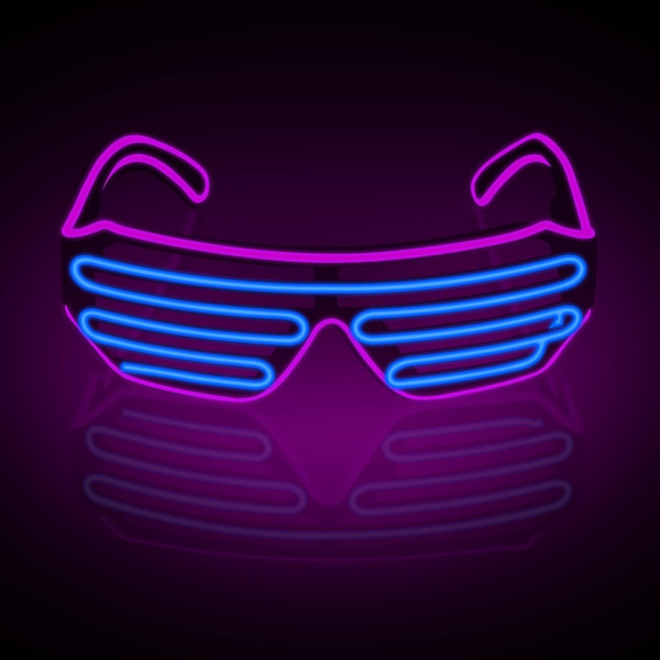 Neon Rave-glasögon (Lila Blå) Blinkande LED-solglasögon Lyser Upp D