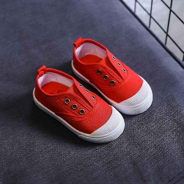 Poikien ja tyttöjen kevyet kangaskenät, slip-on lenkkarit ---- Punainen, koko 22