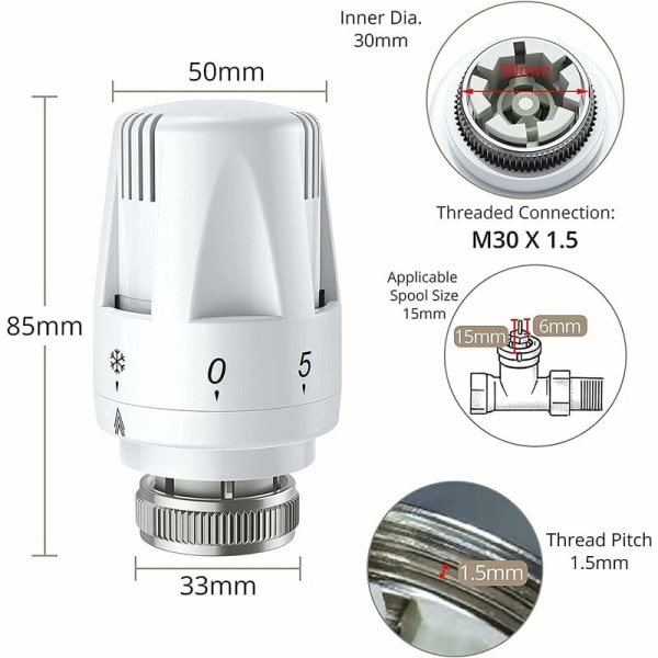 Termostatisk radiatorhode 3 stk radiator termostathode TRV