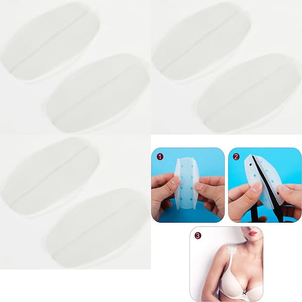 6 stk/3 par (hvit - ca. 9,5 * 5,3 cm) Sklisikre puter for bh-stropper