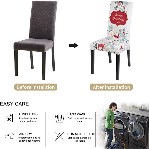 Stolöverdrag med Julmönster, 2-pack, Universal Stretch för Matrum