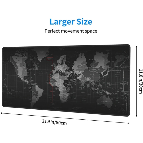 /#/Stor utvidet musematte, XL spillmusematte, skrivebordsmatte, 31,5x1/#/