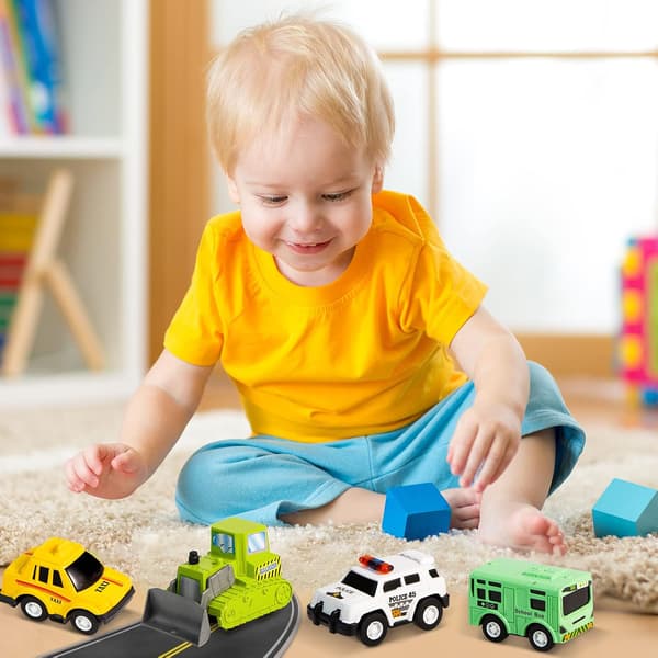 Sæt med 16 Mini Inertimotorer, Mini Die-Cast Biler, Træk-Tilbage Biler