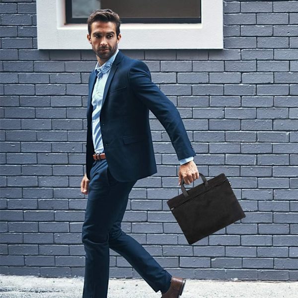 Kontorsdokumentväska, Män Briefcase Bärbar Pärm A4 Fil Zippe