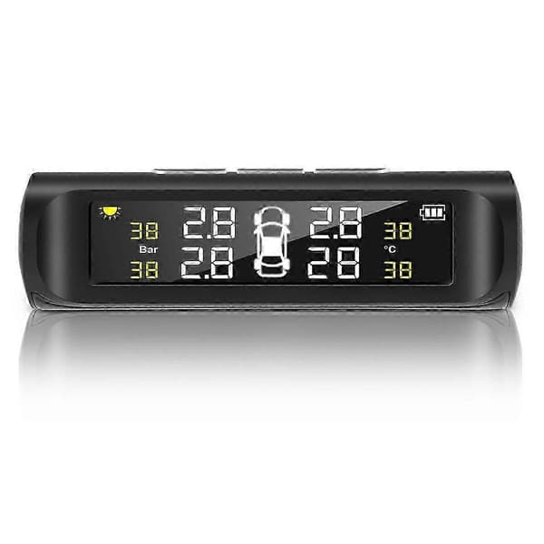 Solar Tpms Bil Däcktryck Larm Övervakningssystem 4 Externa Automatiska Larmsystem Däcktryck