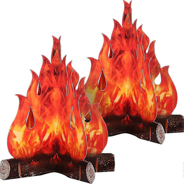 2 stk 3d Flamme Fakkel Bordpynt Papp Bål Dekorativ