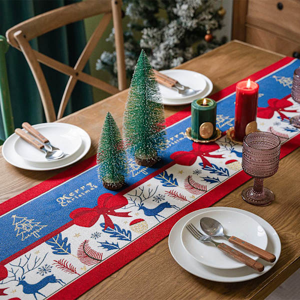 #Julebordflag med frynser, dug, 35*200cm#