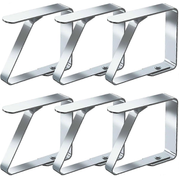 Bordsduksklämmor, 6-pack, Bordsduksklämmor i rostfritt stål, Bordsdukshållare (5,5 cm x 6-pack)