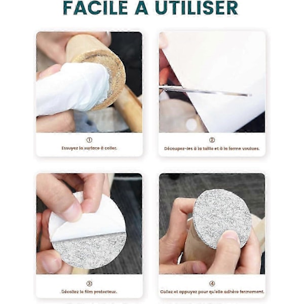 Självhäftande möbelglidare, möbelstolsglidare 3 rullar (100 * 10cm+100 * 5cm+100 * 2cm), stolpad 4mm-tjock filtglidare
