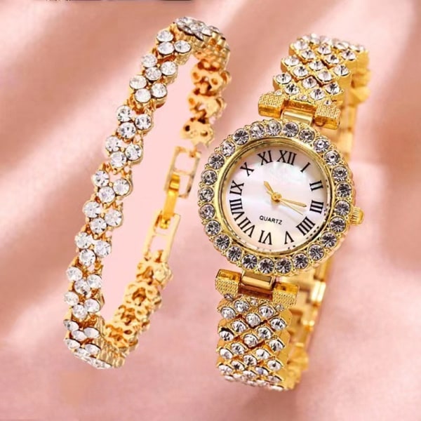 #Gold, quartz watch women's watch set#