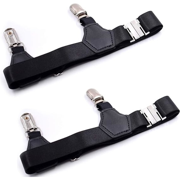 2-pack Herrskjort- och strumppåsklämmor, justerbar längd, svart