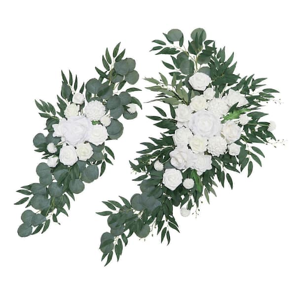Bryllupsbue Krans Silkeblomster Midterstykke Guirlande Baggrund Kunstig Blomst