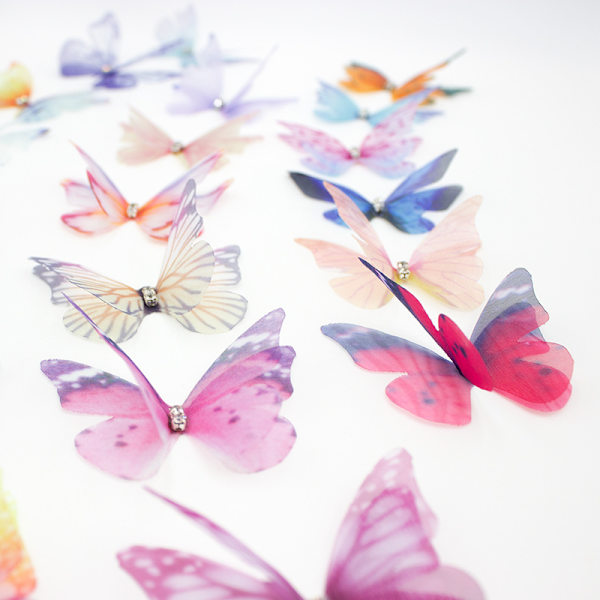 20 stk. Butterfly Hårklemmer Sequin Butterfly Barrettes Snap H