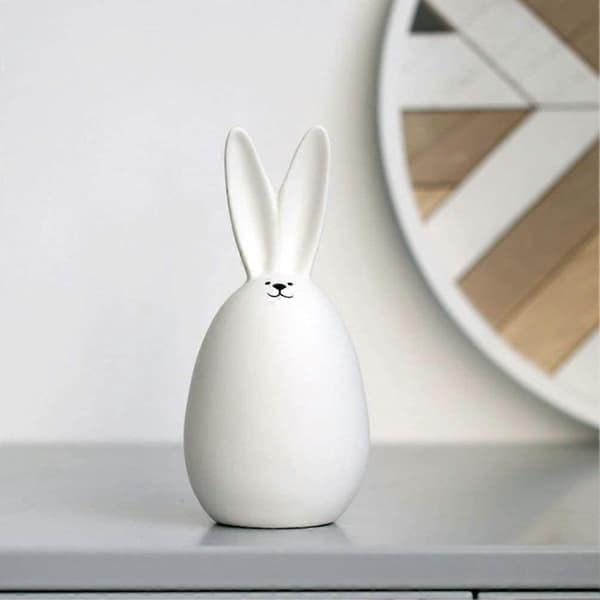 Easter Ceramic Rabbit Figurine Ornament White Desktop Decoration
