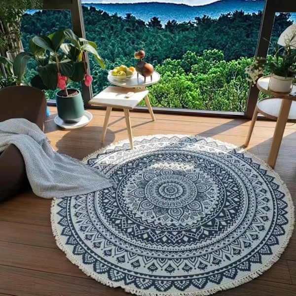 #Ulkoilmatyyny mandala-tyyny pyöreä 120cm pestävä puuvillamatto#