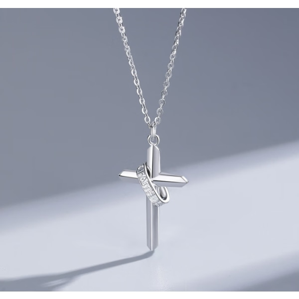 S925 Sterling Silver par halsband guardian kors hänge bästa