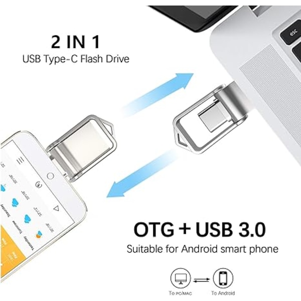 32 Gt Mini USB 3.0 Type C Kaksois-USB-muistitikku, OTG Nopea W