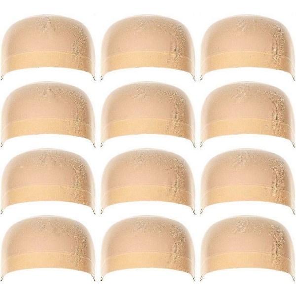 12-pakning parykkhette parykkhette parykkhette; Naturlig beige; for kvinner og menn