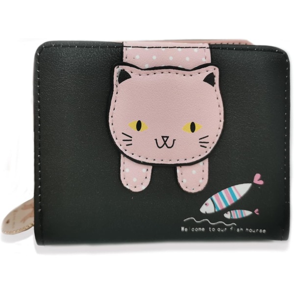 Mini Cute Wallet, Cartoon Cat Girl Coin Purse, Leather Coin