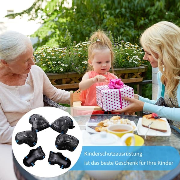 #M, Skyddssats 6 i 1 armbågsskydd handledsskydd, professionella knäskydd#