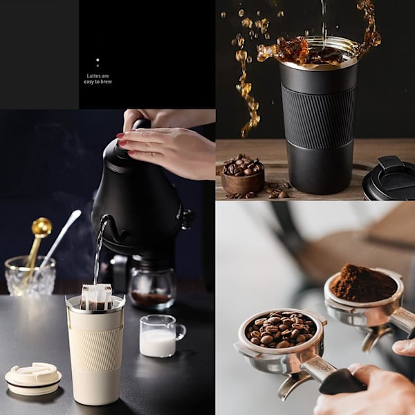 *Bilkaffemugg, 510 ml, isolerad kaffekopp i rostfritt stål med*