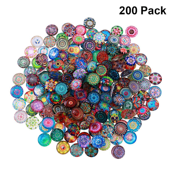 ULTNICE 200 stk 14mm Blandede Runde Mosaikkfliser For Håndverk Glass Mosaikkrekvisita For Smykkefremstilling