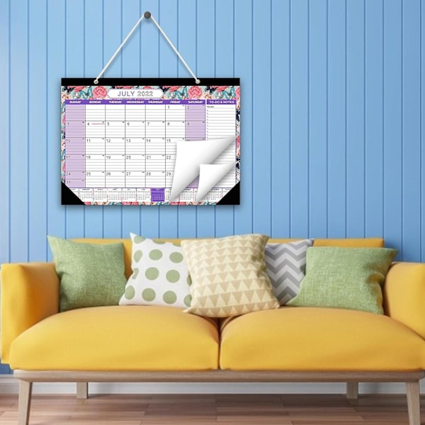 *2022.1-2023.6 Engelsk Stor Blomster Skrivebords Kalender, Kreativ 18 Mon*
