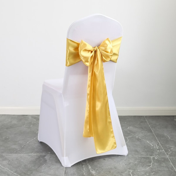 /#/10 st 17*275cm Guld Satin Stolsöverdrag Båge Band Bröllop Båge/#/