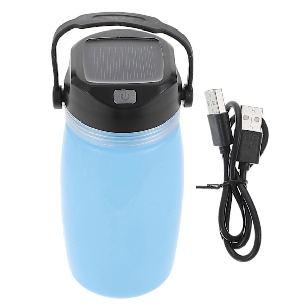 1 st USB Solcellsladdning Vattenkokare Tältlampa Kopp Ljuskopp för Camping Resor Vandring Himmelsblå