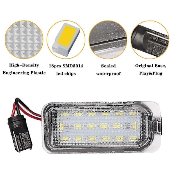 2 stk. SMD 18 LED nummerpladelys, nummerpladelys til F-ord Fiesta Focus C-Max Mondeo Galaxy S-Max Kuga J-Aguar XJ XF 542119