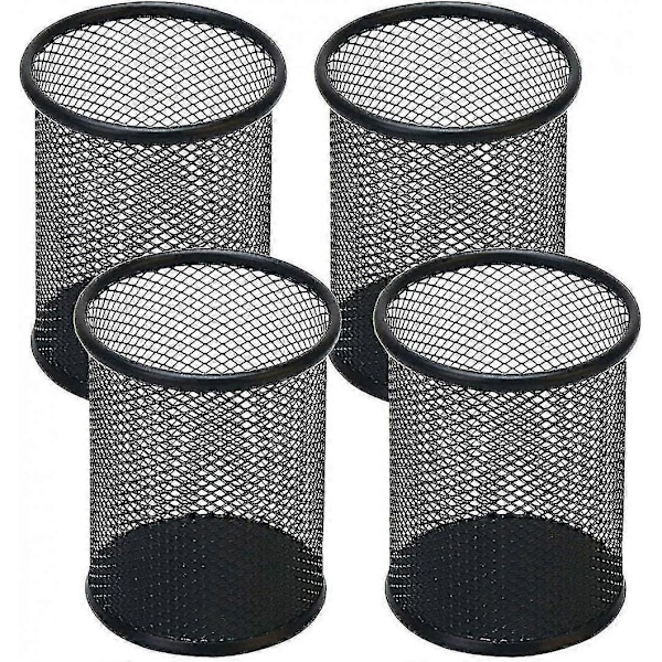 Penholder Mesh Blyantholder Til Skrivebord Kontor Pen Organizer 4 stk. Sort