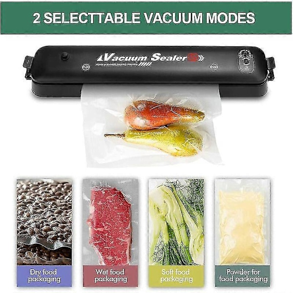 Mat Vakuumforsegler Maskin, Sous Vide Apparat, Vakuum Pakkemaskin For Matkonservering, Med Tørr Og Våt Modus, 10 Vakuumposer Inkludert For Mat