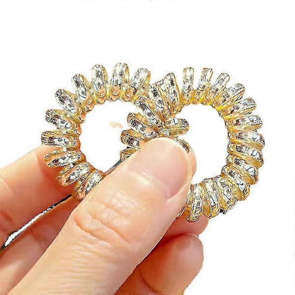 Hårelastikker Spiral Hestehaleholder Elastisk Ring Strækbar Kvinder Piger Gummi Knold Hårtilbehør (8 stk., Guld)