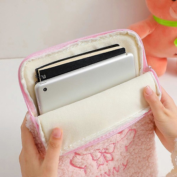 Sarjakuva pehmo iPad säilytyslaukku, tabletin suojapussi, vaaleanpunainen