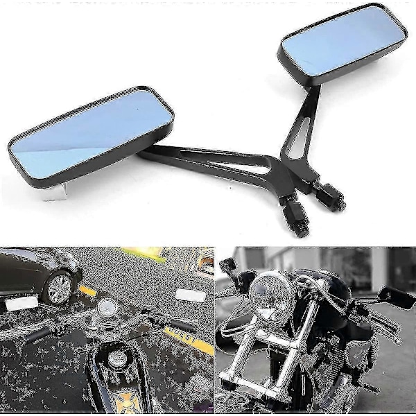 8mm/10mm Sort Motorcykel Rektangel Bakspejl Styr Sidespejl Til Bobber Cruiser Choppers Touring Atv Sport Bike