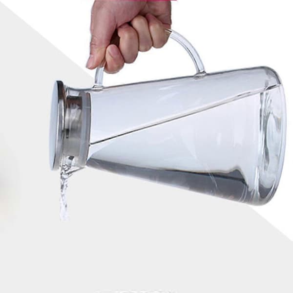Glas med låg i rustfrit stål til servering af vand 1,3L