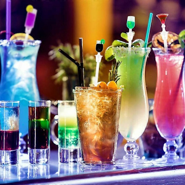 Farverige Akryl Swizzle Sticks, 10 stk. 23 cm Cocktail Drikke Rørepinde Genanvendelige Kop Klare Skafter Drikke Rører til Barer Caféer Fester Restauranter og