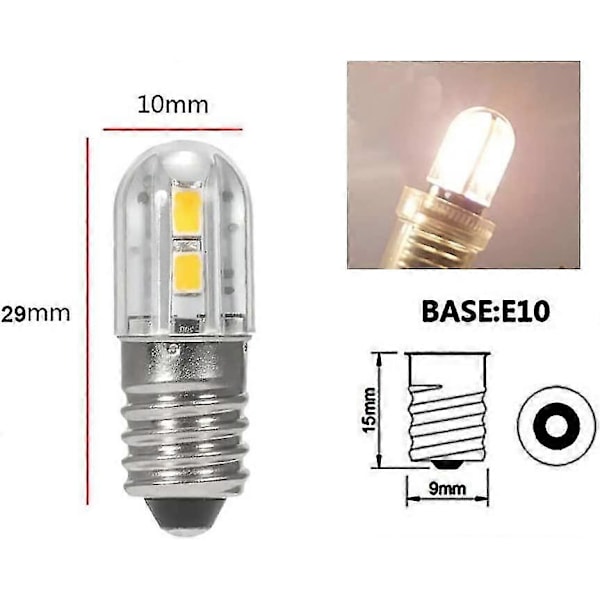 2-pack 6V E10 LED-lampor med 2835 skruvsockel, 4 SMD-chip, gul uppgradering för strålkastare ficklampa