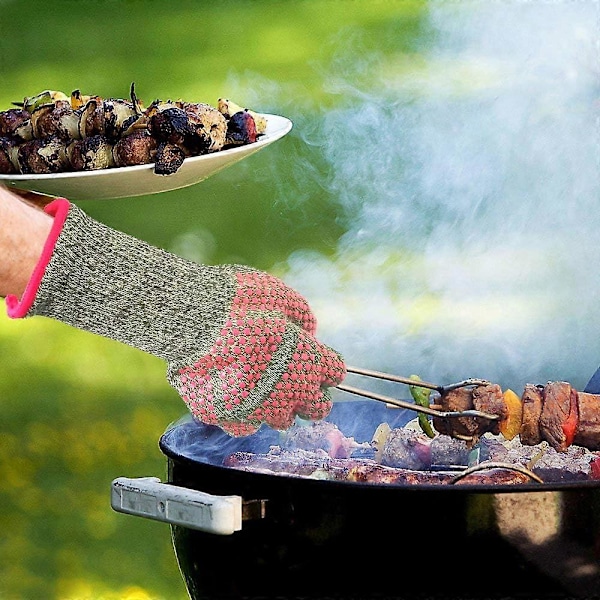 932F Ekstremt Varmebestandige Grillhandsker Grydelapper, Skridsikker Silikone