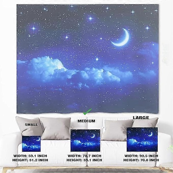 Natt Himmelen Gobelin, Mørkeblå Kosmisk Stjernehimmel for Soverom Hybel Stue Kontor Daglig Dekorativt Gobelin Veggkunst Deco Gobelin 59.1 \"x
