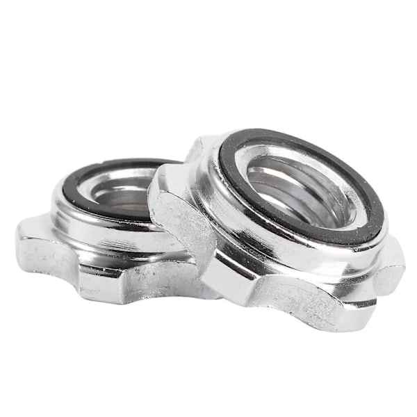 2 ST 2,5 cm Gjutjärn Sexkantsmuttrar Halkfria Spin-Lock Krage Skruv för Skivstång Hantel Tyngdlyftning (Silver)