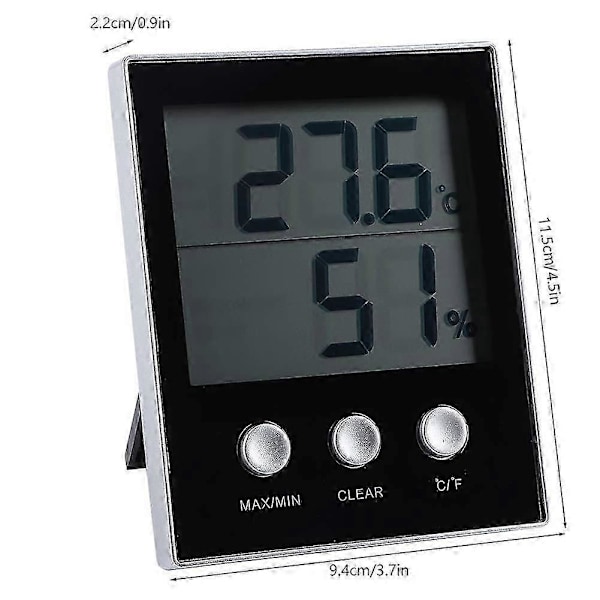 Temperatur- och fuktighetsmätare, elektronisk LCD-display inomhus hygrometer, för hemväxthus