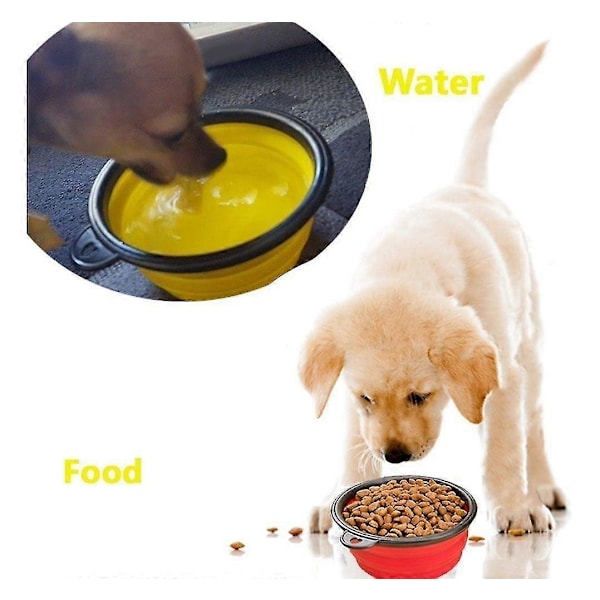 Sammenklappelig skål til kæledyr, hundebassin, rejseskål til hund, skål til langsomt foder, bærbar feeder, silikone skål til kæledyr (2 stk.)