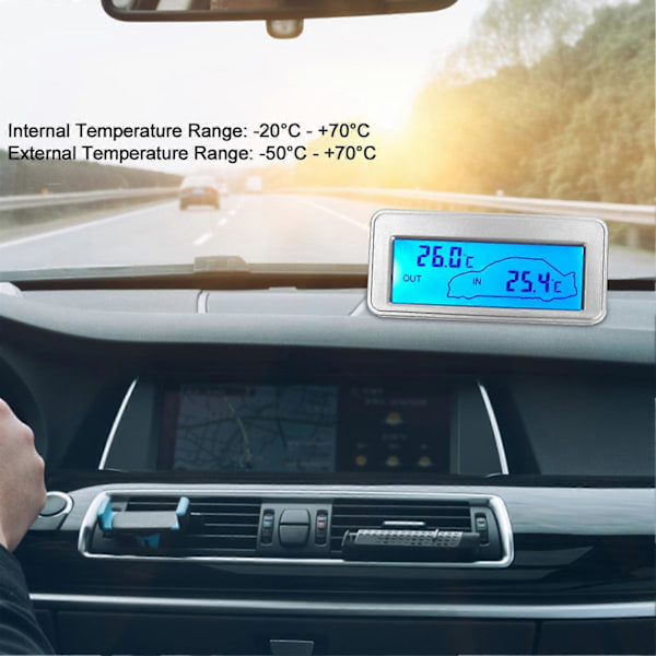 Digital 12V LCD Bil Termometer Innendørs Utendørs Temperaturmåler