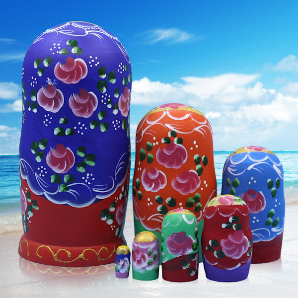 7 st. Rysska Nesting Dolls Matryoshka, Max storlek: 19CM*9.2CM