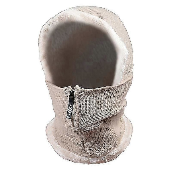 Vinterscarf för damer, munskydd, fleece, varm stickad mössa, 1 styck (beige)