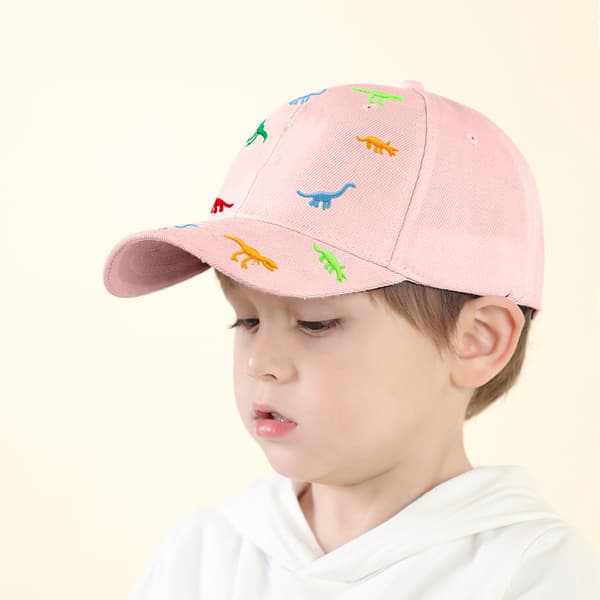 Pink Børne Solhat Dinosaur Baseball Cap Sommer Justerbar