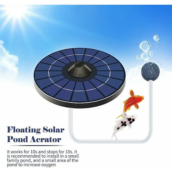 Solardrevet iltpumpe til damme med luftkilde og boblesten